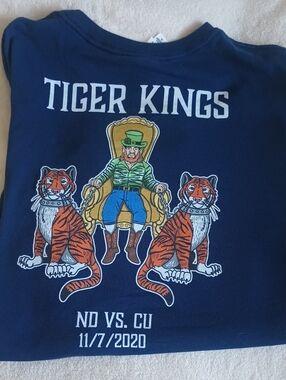 Rare-Bella Canvas Navy 'Tiger Kings' Graphic Tee with Orange Tigers